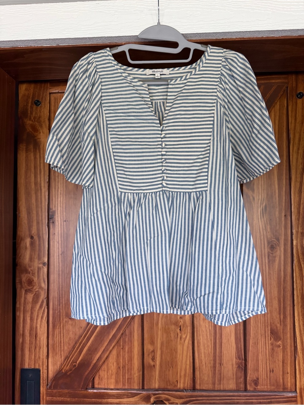 Madewell Blue and White Striped Blouse